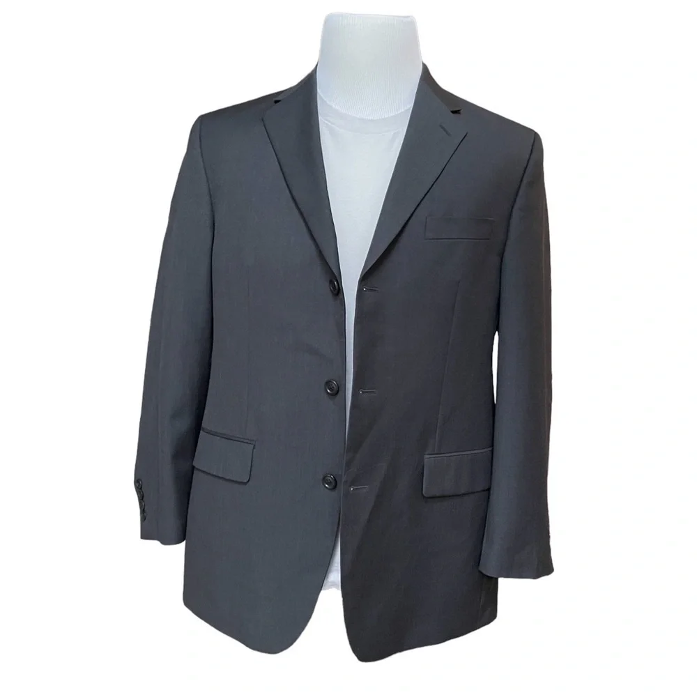 Calvin Klein 3 Button Wool Blazer Suit Jacket in Charcoal‎ Gray Size: 40R